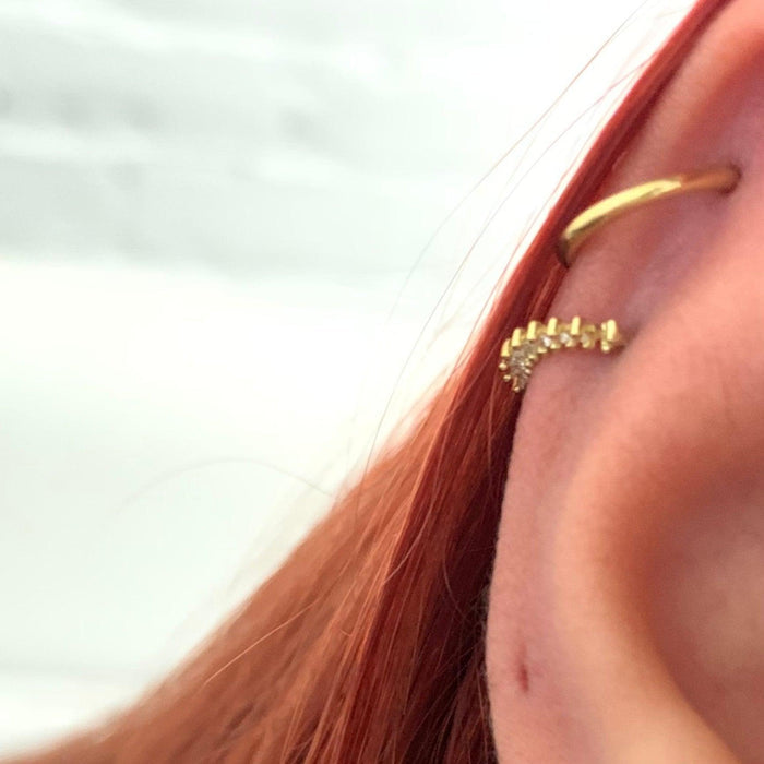 Hoop Piercing with Cubic Zirconia in 18K Gold