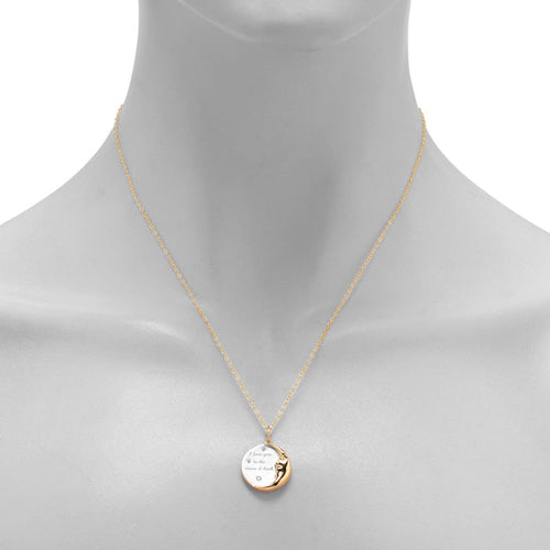 "I Love You to the Moon and Back" Necklace in Sterling Silver and Yellow Gold Plate