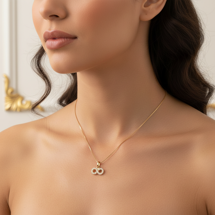 Infinity Pendant with Cubic Zirconia in 18K Gold