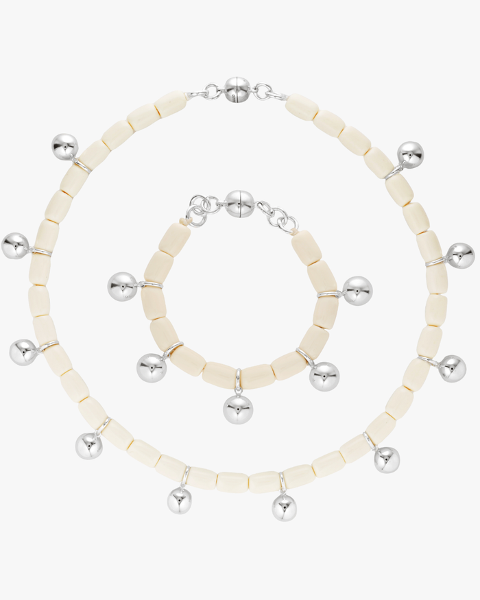 Ivory Resin Necklace & Bracelet Set