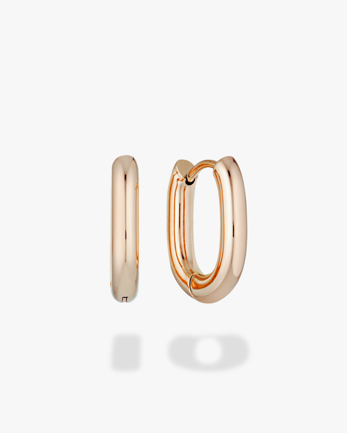 Jane Oval Huggies - Rose Gold
