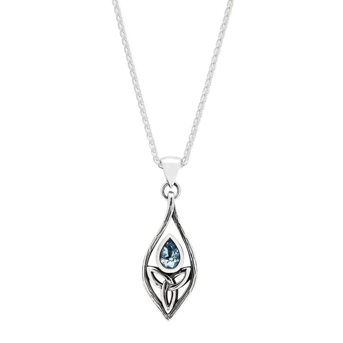 Keith Jack Blue Topaz Guardian Angel Necklace in Sterling Silver