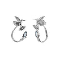 Keith Jack Blue Topaz Hummingbird Earrings in Sterling Silver