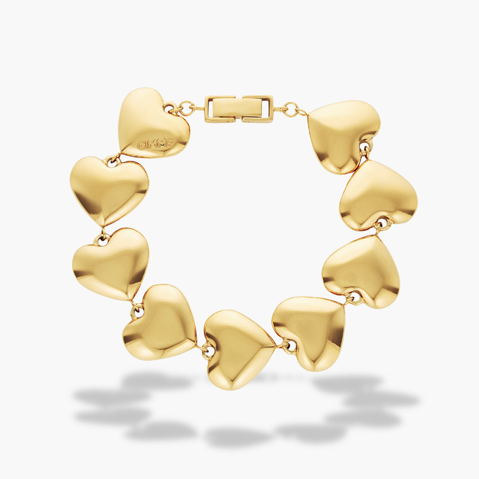 Lisa Puffy Heart Bracelet (Gold & Silver)