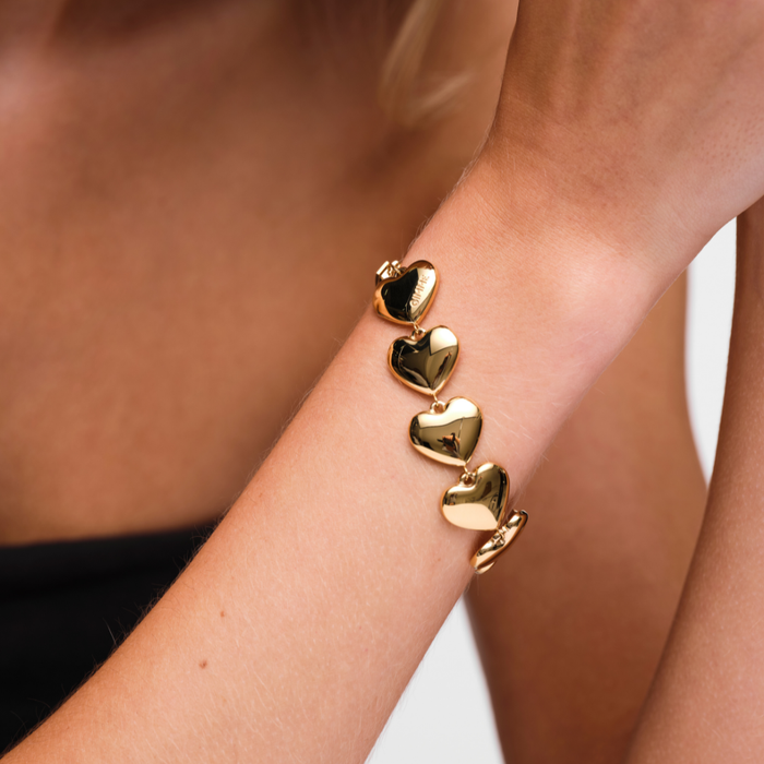 Lisa Puffy Heart Bracelet (Gold & Silver)