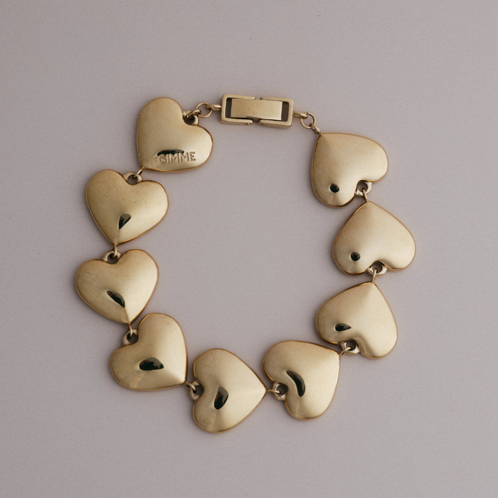 Lisa Puffy Heart Bracelet (Gold & Silver)