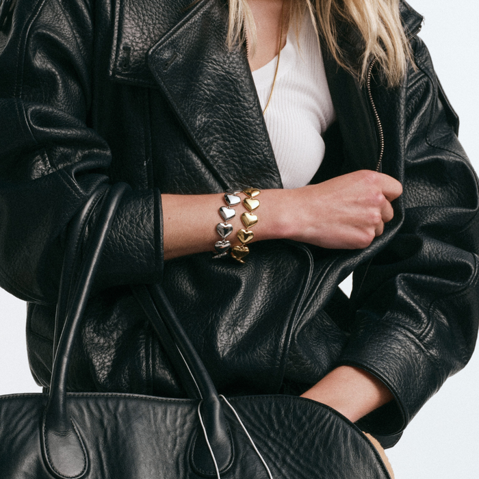 Lisa Puffy Heart Bracelet (Gold & Silver)