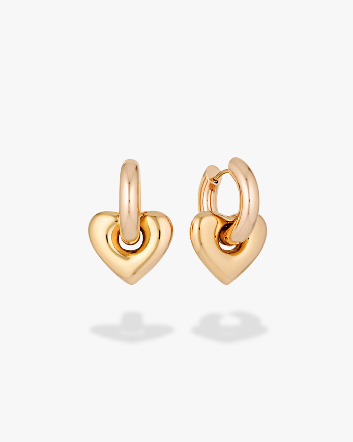 Lisa Puffy Heart Earrings - Rose Gold
