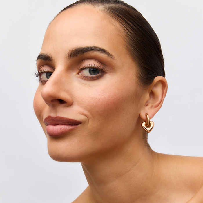 Lisa Puffy Heart Earrings - Rose Gold