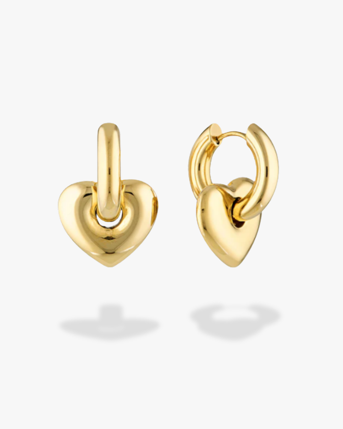 Lisa Puffy Heart Earrings (Gold)