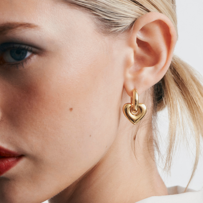 Lisa Puffy Heart Earrings (Gold)