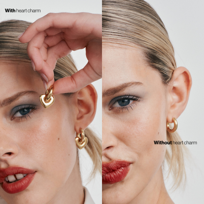 Lisa Puffy Heart Earrings (Gold)