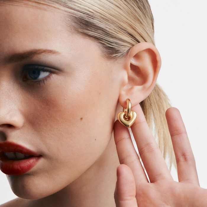 Lisa Puffy Heart Earrings (Gold)