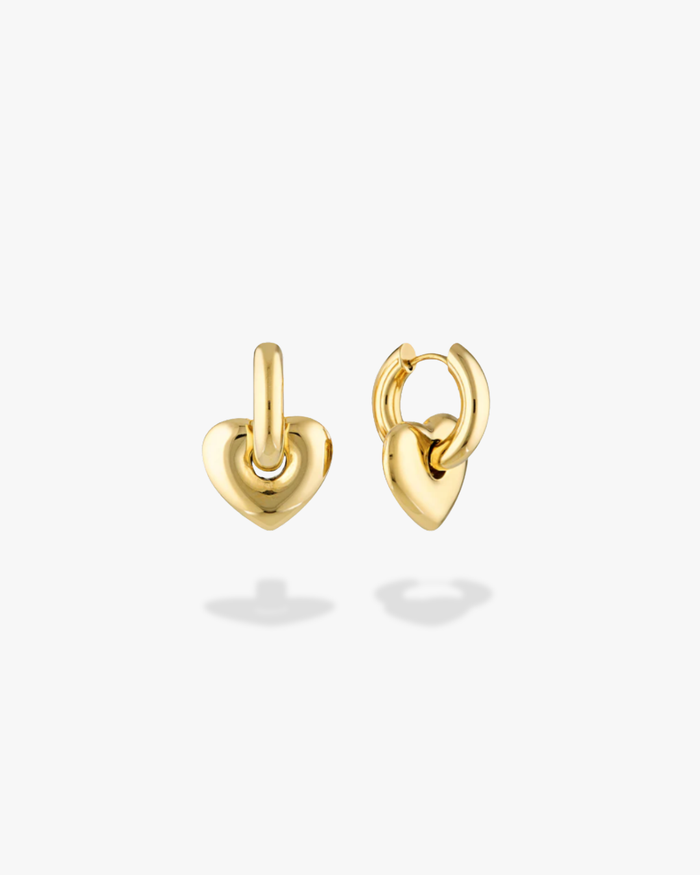 Lisa Puffy Heart Earrings (Mini) - Gold