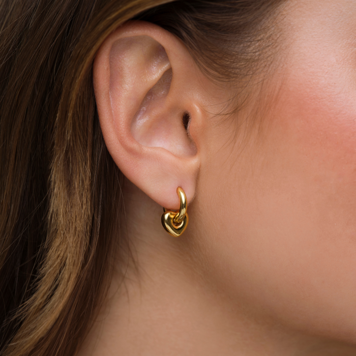 Lisa Puffy Heart Earrings (Mini) - Gold