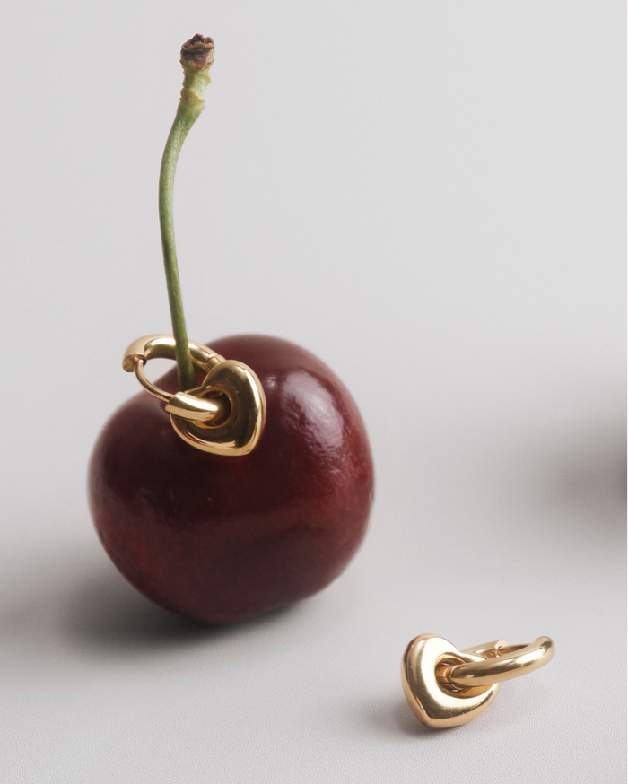 Lisa Puffy Heart Earrings (Mini) - Gold