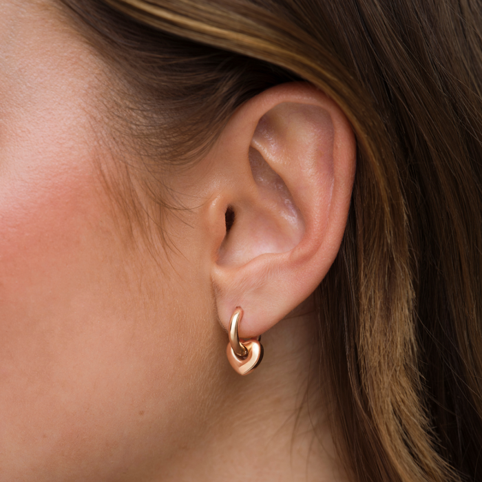 Lisa Puffy Heart Earrings (Mini) - Rose Gold