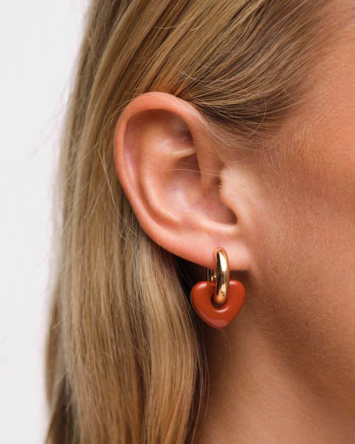 Lisa Puffy Heart Earrings (Natural Stones)