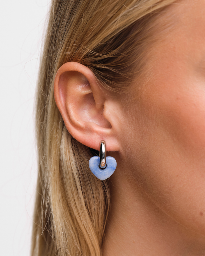 Lisa Puffy Heart Earrings (Natural Stones)