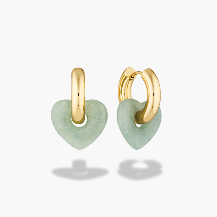 Lisa Puffy Heart Earrings (Natural Stones)
