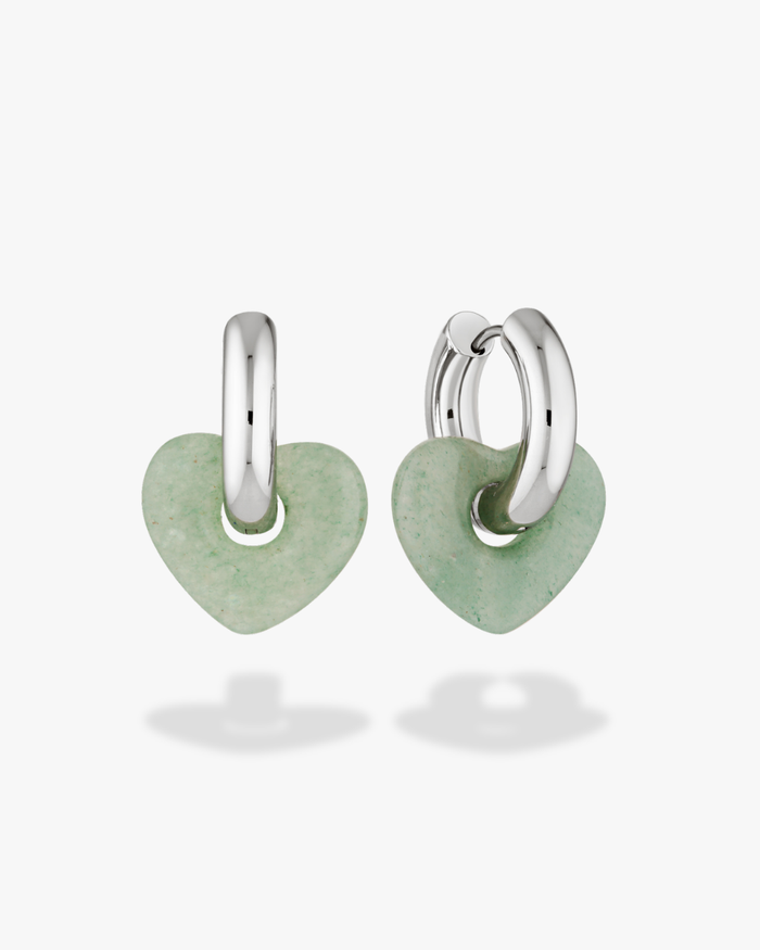Lisa Puffy Heart Earrings (Natural Stones)