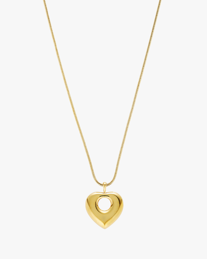 Lisa Puffy Heart Necklace (Gold & Silver)