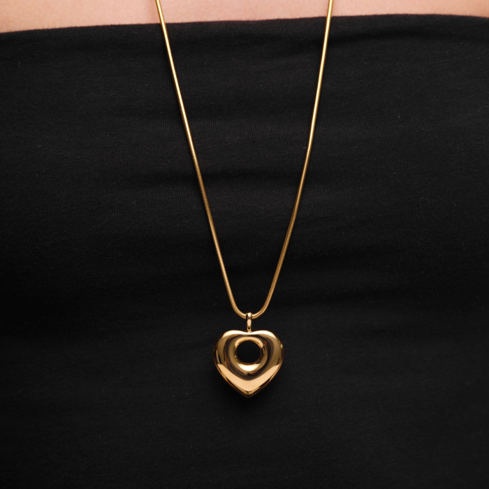 Lisa Puffy Heart Necklace (Gold & Silver)