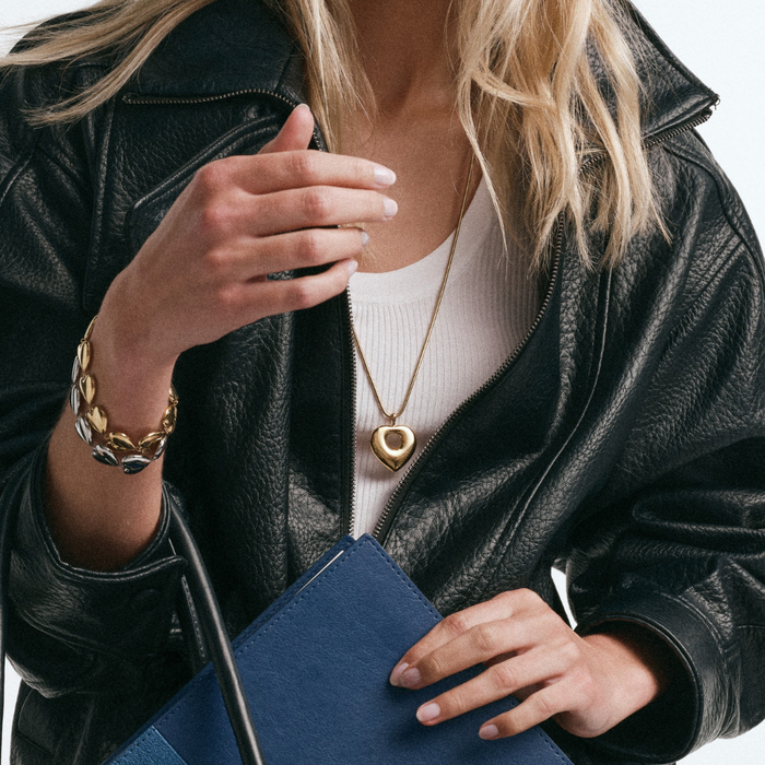 Lisa Puffy Heart Necklace (Gold & Silver)