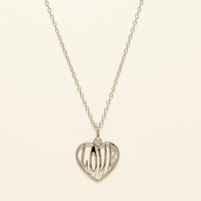 Love Heart Necklace in Sterling Silver with Diamonds (.02ct tw)