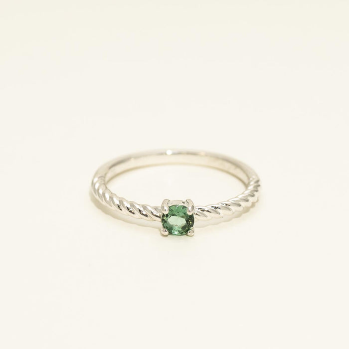 Maine Green Tourmaline Rope Ring in Sterling Silver