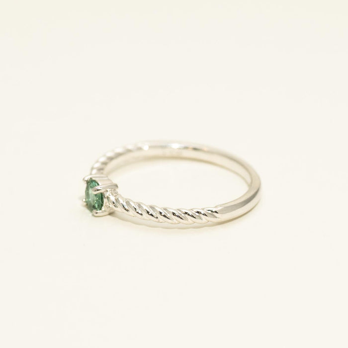 Maine Green Tourmaline Rope Ring in Sterling Silver