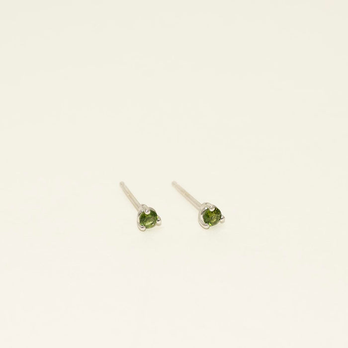 Maine Green Tourmaline Stud Earrings in 14kt White Gold