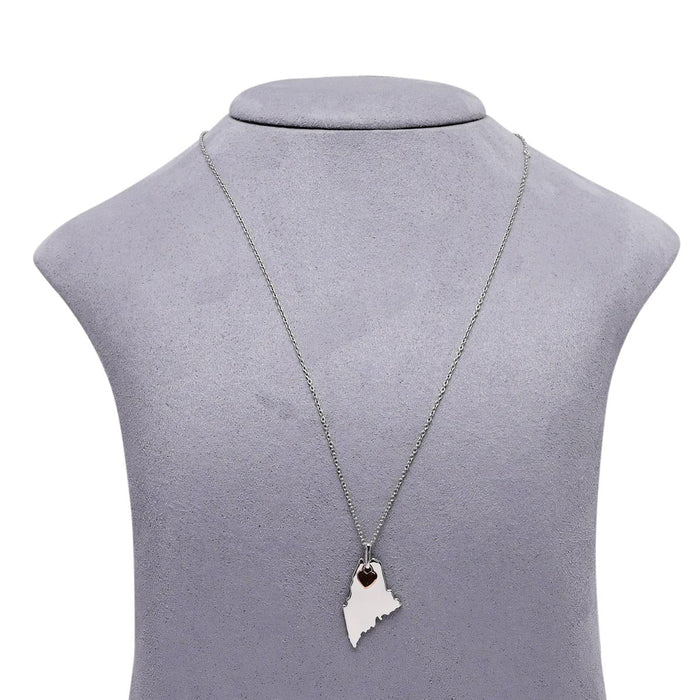 Maine Heart Necklace in Sterling Silver and 10kt Rose Gold