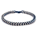 Mens Blue Franco Chain Bracelet in Stainless Steel (8 inches)