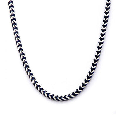 Mens Blue Franco Chain in Stainless Steel
