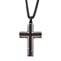 Mens Cross Necklace in Damascus Steel and Wood