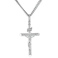 Mens Crucifix Necklace in Sterling Silver with Stainless Steel Chain