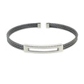 Mens Cuff Bracelet in Sterling Silver and Black Rhodium