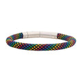 Mens Rainbow Nylon Cord Bracelet in Stainless Steel