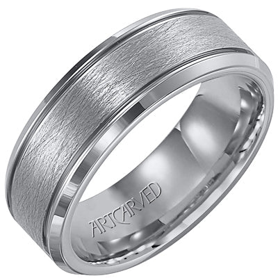 Mens Spun Wedding Band in Tungsten (7.5mm)
