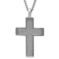 Mens Squared Textured Cross Necklace in Sterling Silver