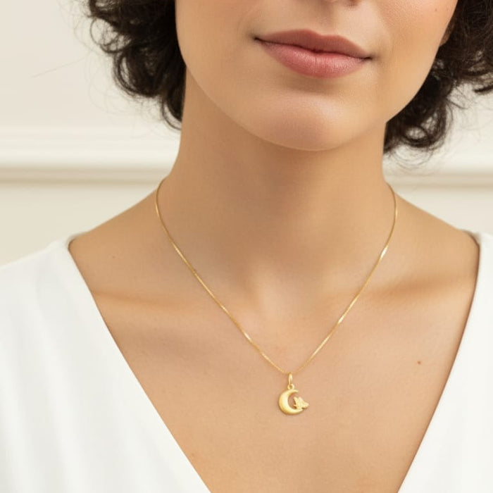 Moon with Butterfly Pendant in 18K Gold