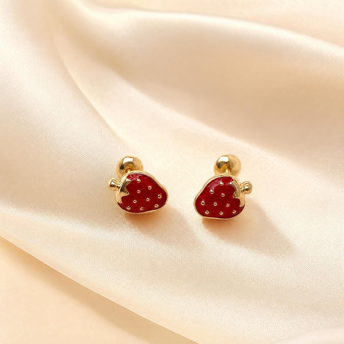 Morango Resinado Earrings in 18K Gold