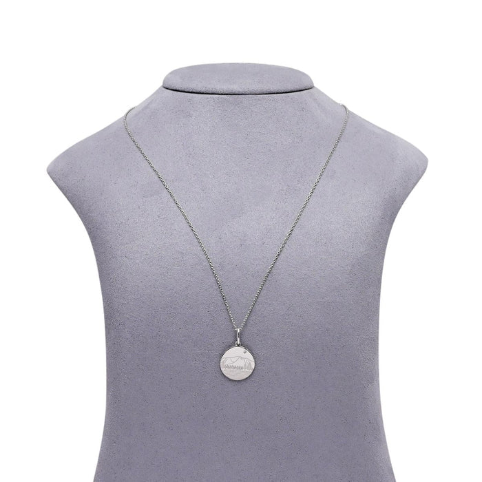 Mountain Disc Necklace in Sterling Silver with Diamond (.01ct)