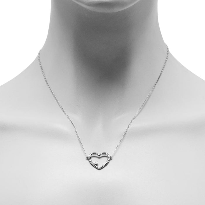 Northern Star Diamond Heart Necklace in Sterling Silver (1/20ct)