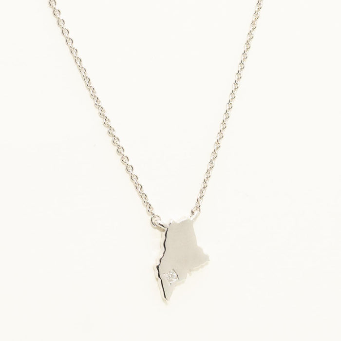 Northern Star Diamond Maine Necklace in Sterling Silver (1/20ct)