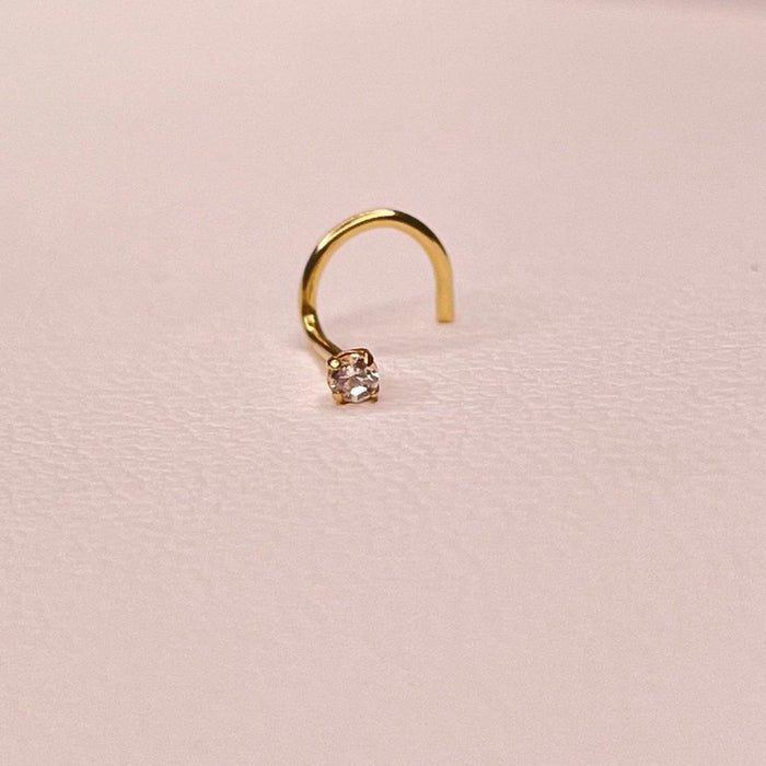 Piercing Nostril para Nariz em Ouro 18k com Zircônia / 18k Gold Nostril Nose Piercing with Zirconia - Ricca Jewelry