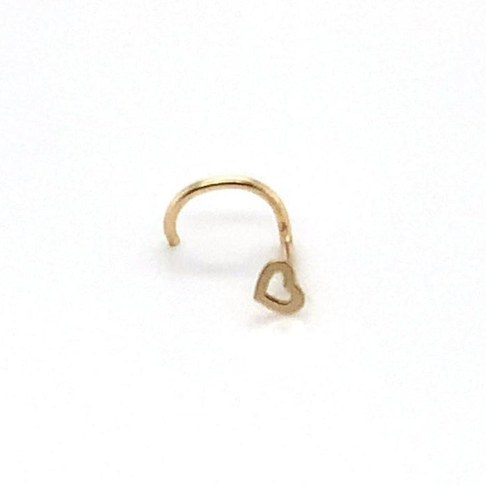 Nostril Piercing with Open Heart in 18K Gold