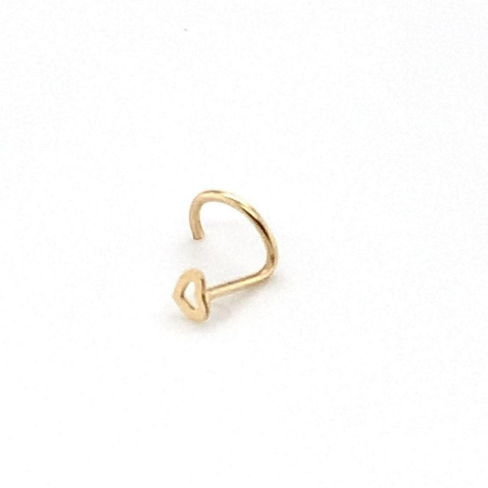 Nostril Piercing with Open Heart in 18K Gold