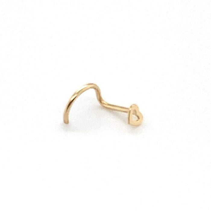 Nostril Piercing with Open Heart in 18K Gold